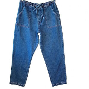 Essentials Style Vintage Denim Straight Leg High Waist Mom Blue Jeans Size L